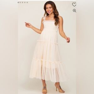 THE POST aka Vici Cream Tiered Dress with Straps Medium